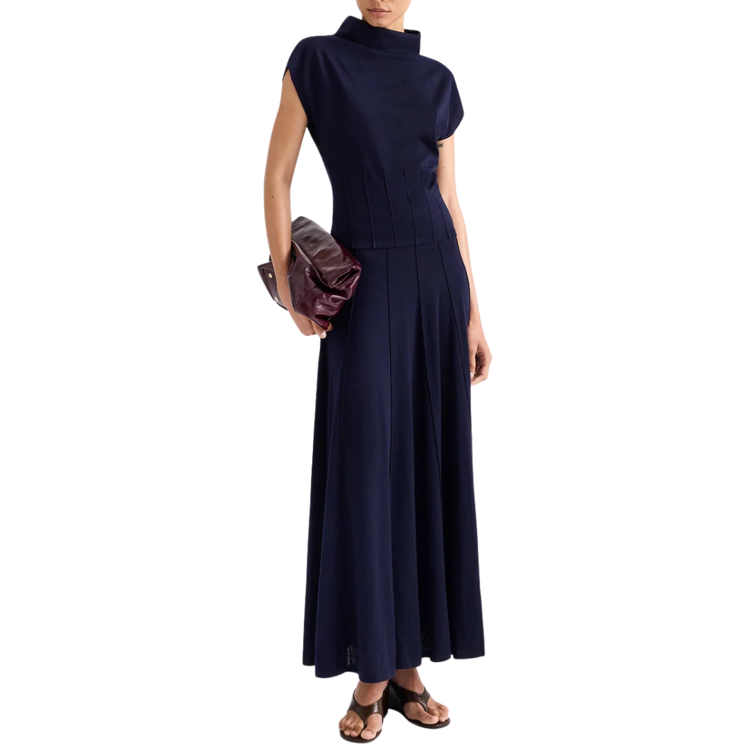 Funnel Neck Sleeveless Top in Blue Nights
