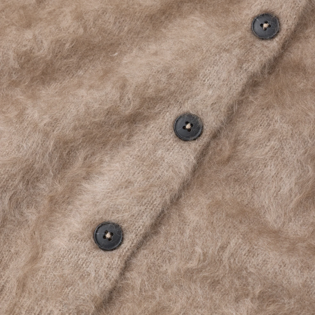 Brushed Cashmere Cardigan in Wheat Beige