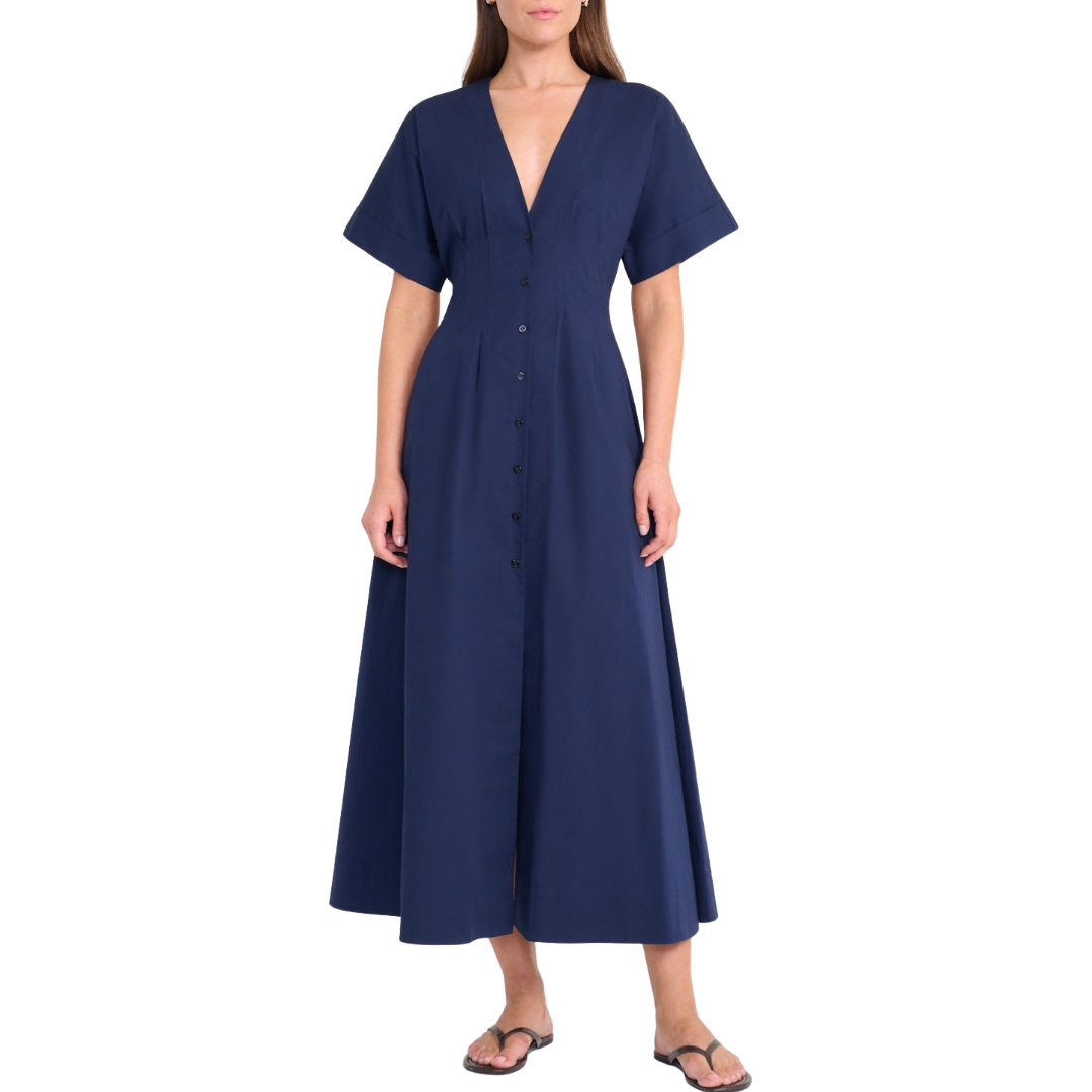 staud navy blue dress Elle in L / Navy bohemian look for mature women Size:10.0 The Cori Dress is Unveiling the Charm of