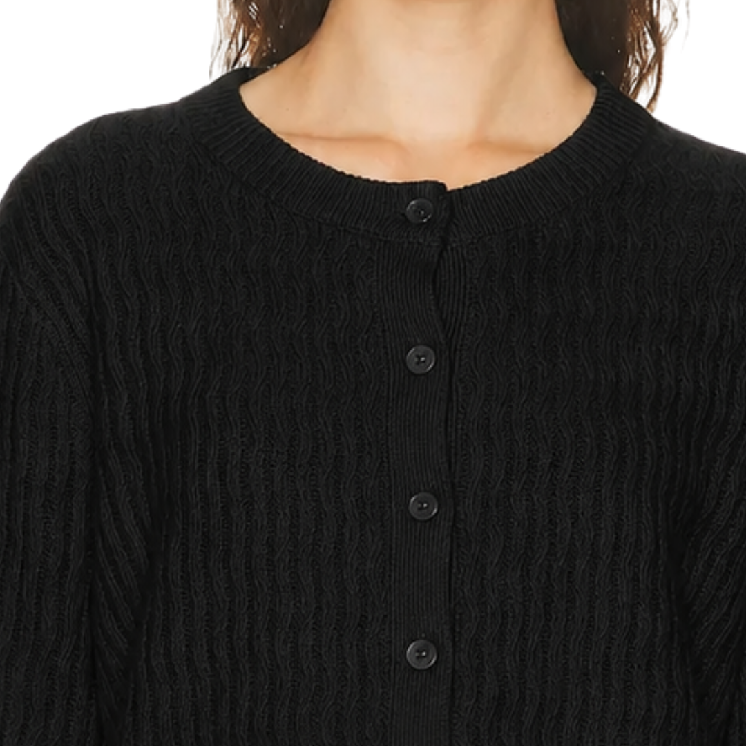 Ash B Cable Knit Cardigan in Black