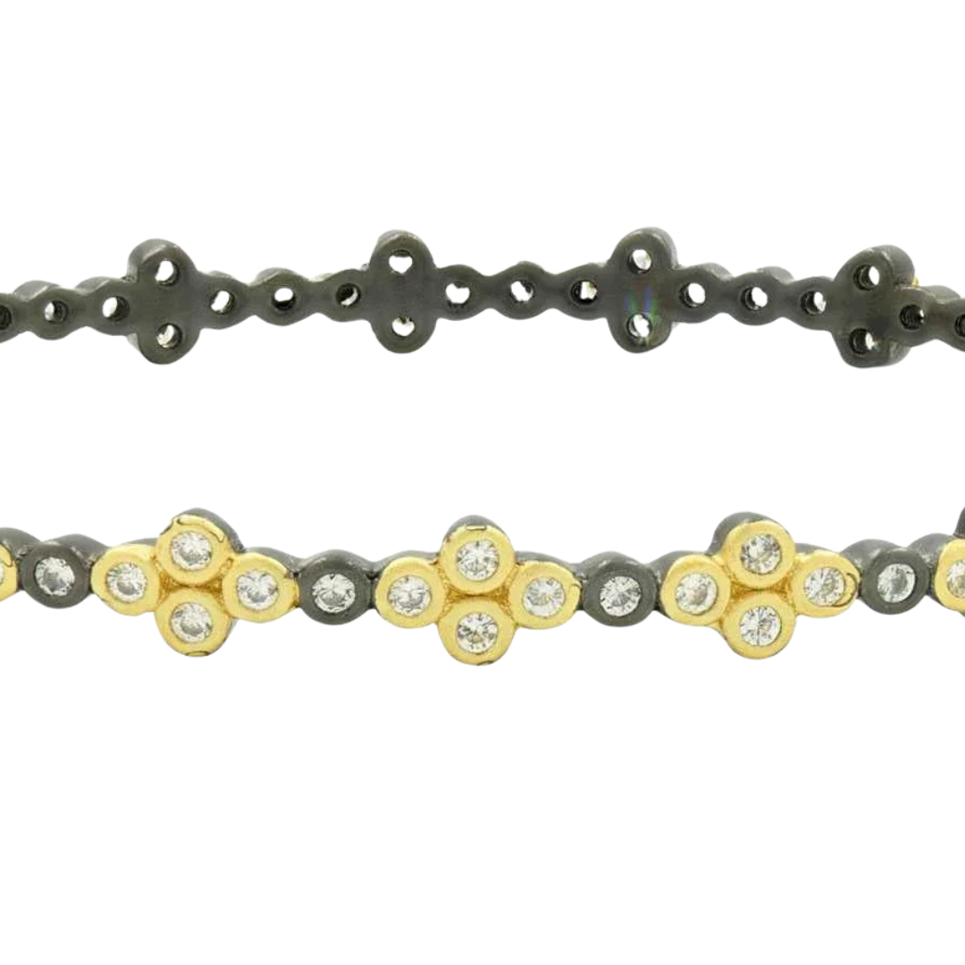 Clover Station Hinge Bangle in Gold & Black