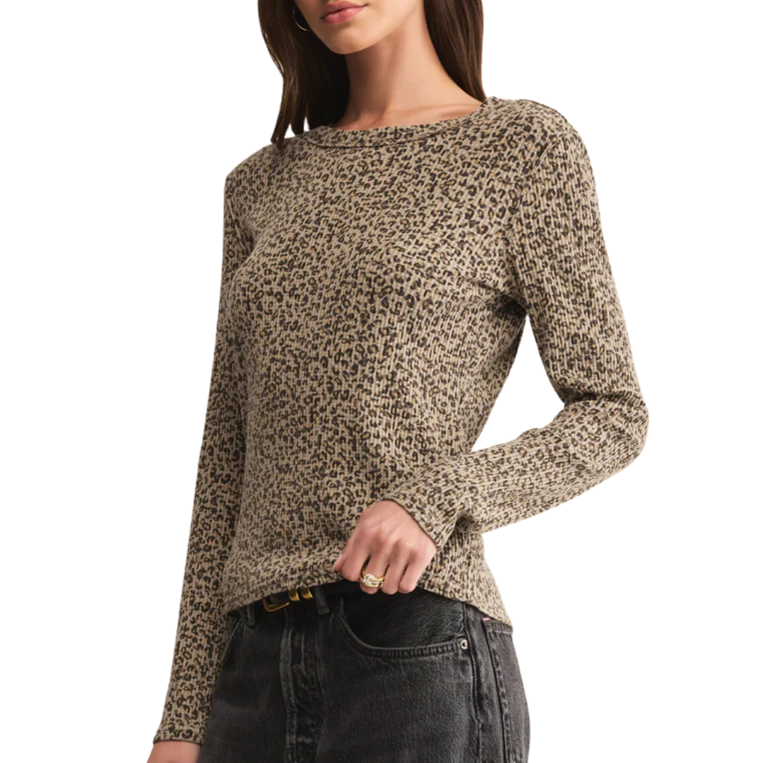 Arlet Leopard Thermal Top in Suede