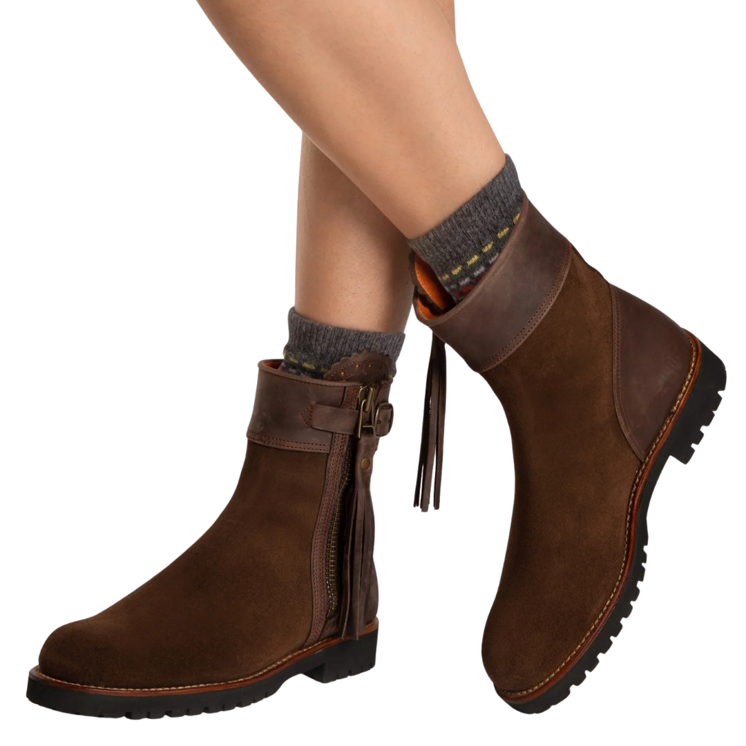 Inclement Cropped Tassel Boot in Dark Oak