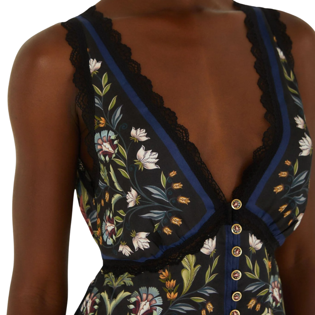 Natalia Lace Sleeveless Blouse in Black