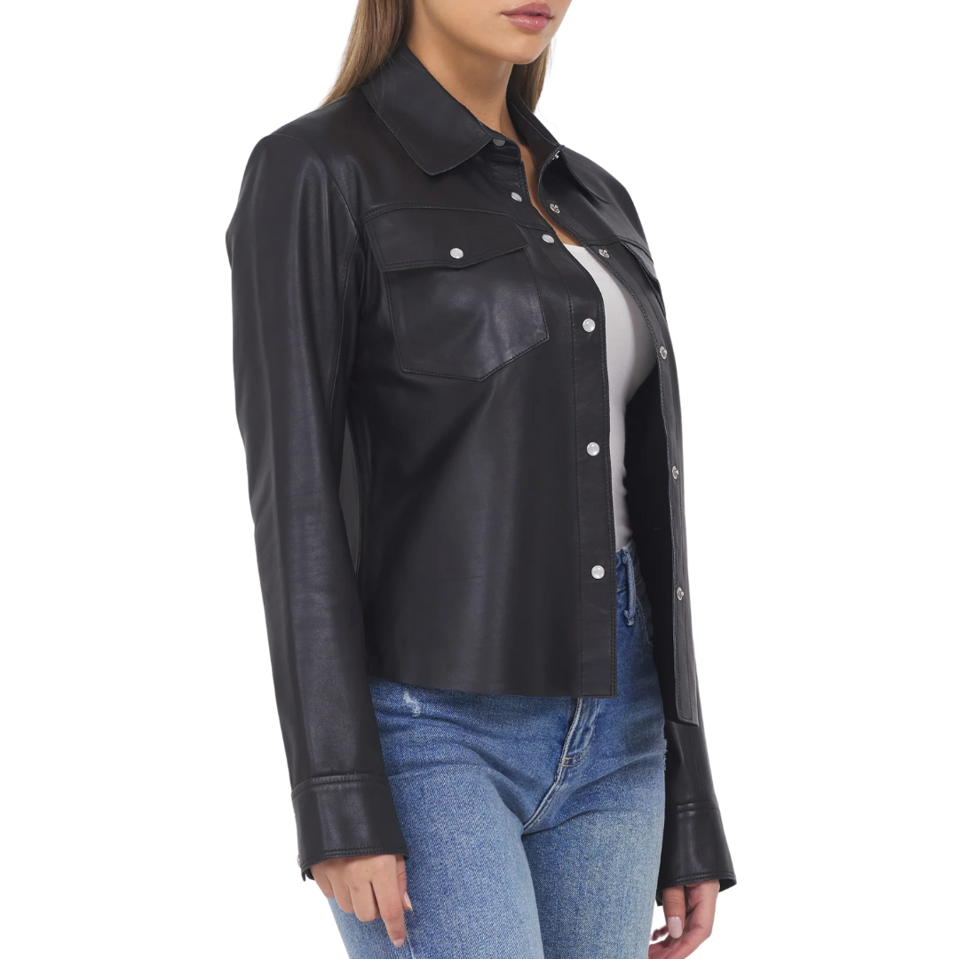Rowan Washed Leather Jacket in Black