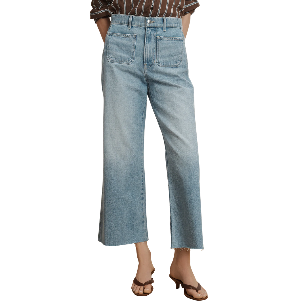 Taylor Cropped Patch-Pocket Wide-Leg Jean in Big Splash