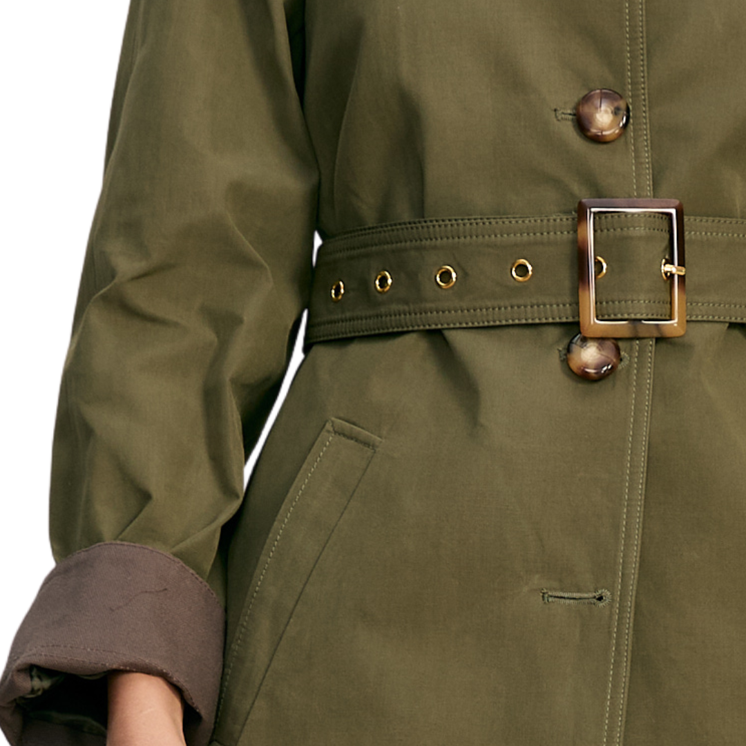 Langham Belted Dickey Coat in Army