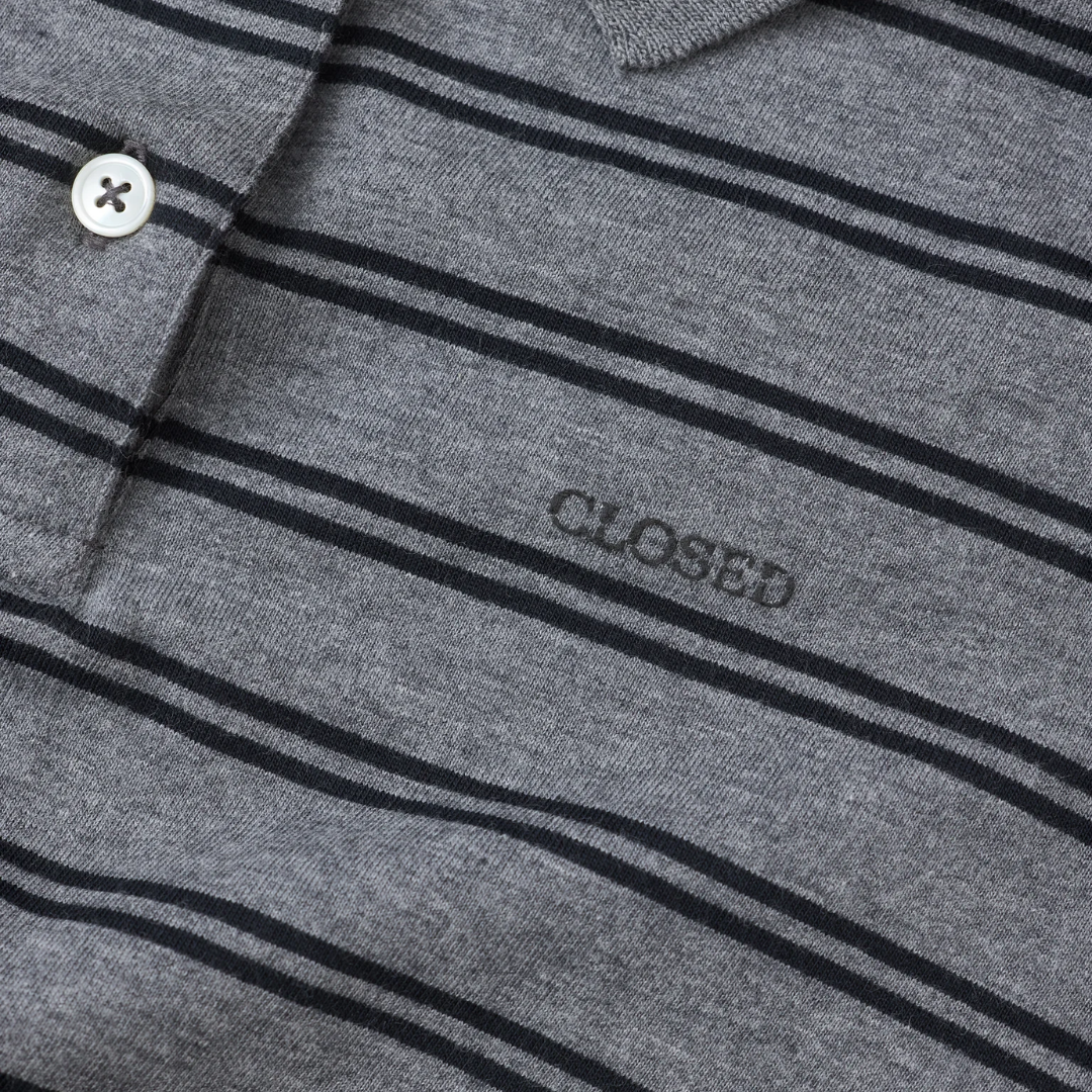 Polo Top With Wrap Detail in Dark Grey Melange