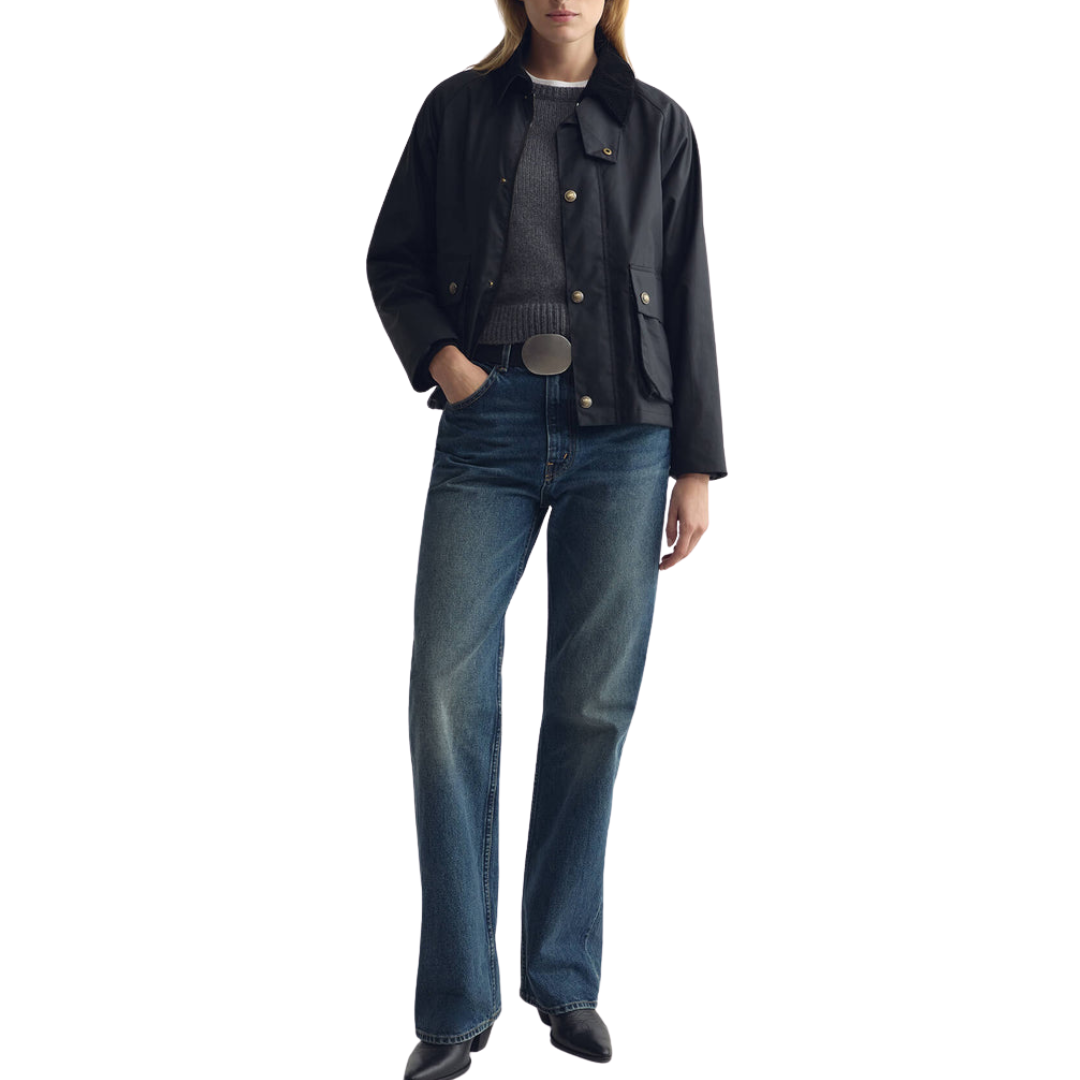 Brinley Waxed Short Parka in Black