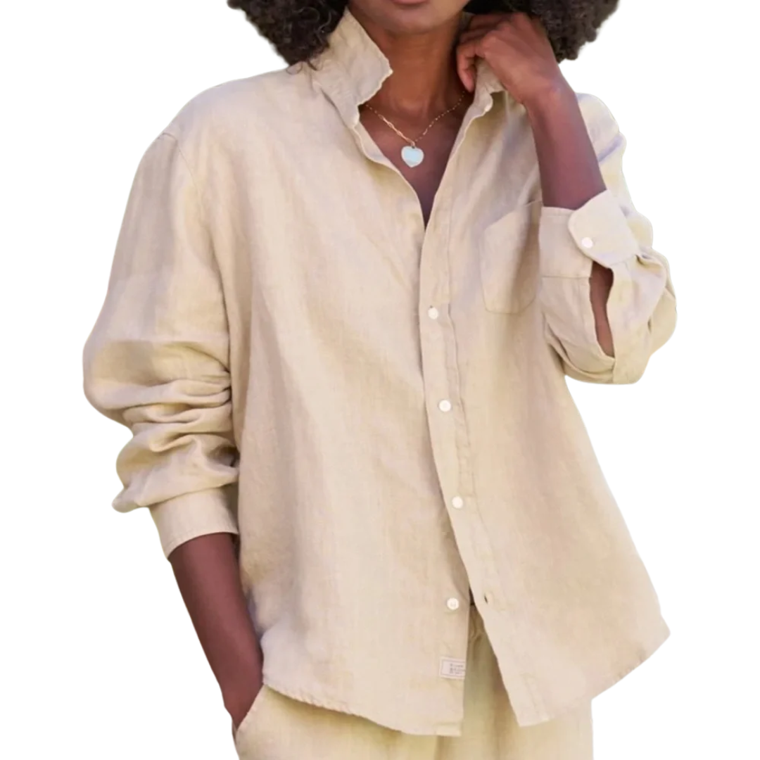 Eileen Relaxed Button-Up Shirt in Biscuit