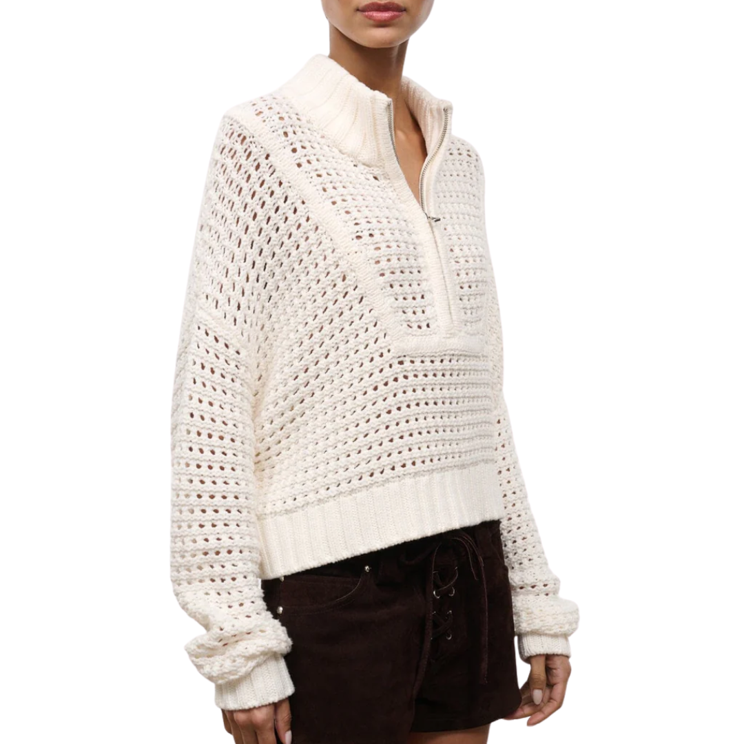 Cropped Hampton Sweater in Ivory