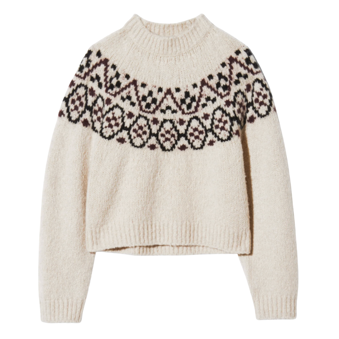 Chrissy Cashmere Sweater in Beige Melange Fairisle
