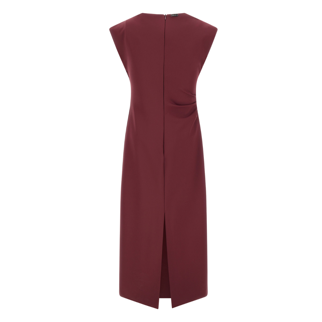 Bi-Stretch Fabric Dress in Bordeaux