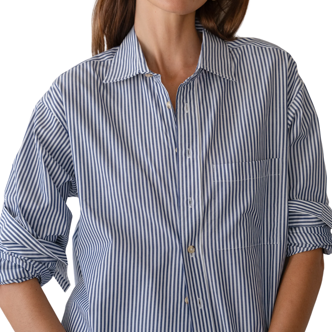 The Pop Shirt in Navy Stripe