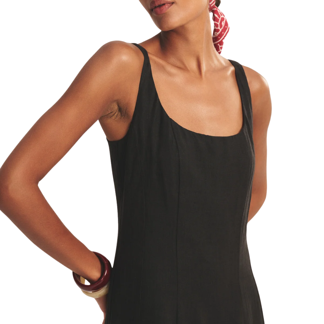 Austen Linen Dress in Black