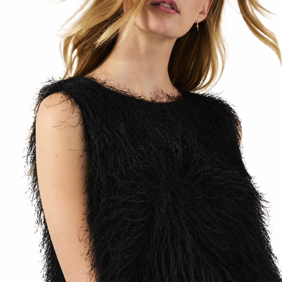 Melanie Tassel Sleeveless Top in Black