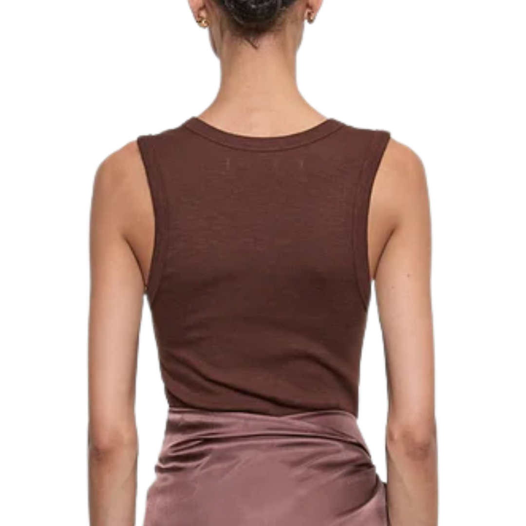 Textured Rib Sleeveless U in Chocolate