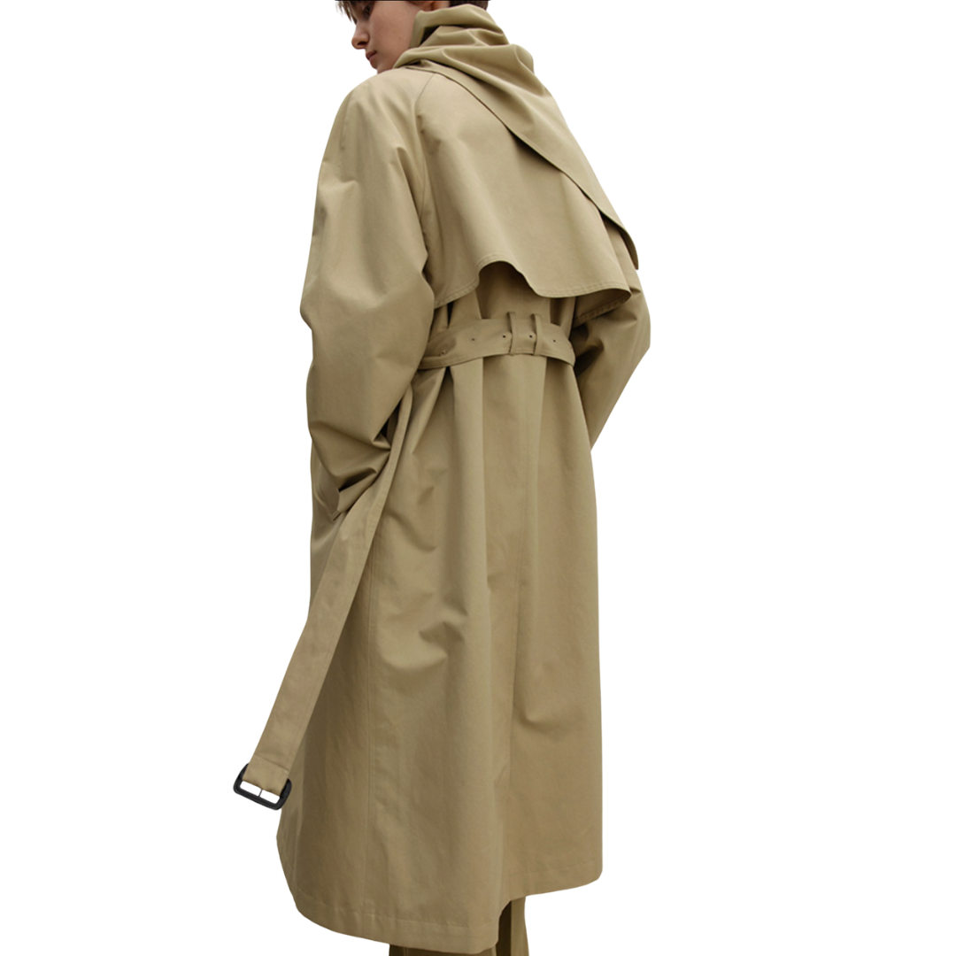 Scarf Trench Coat in Khaki