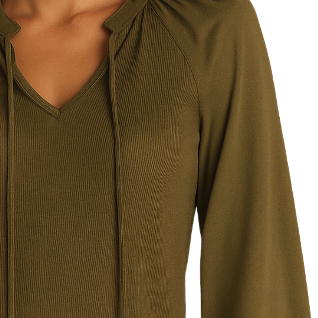 Long Sleeve Raglan Mixed Shirt in Ivy Green