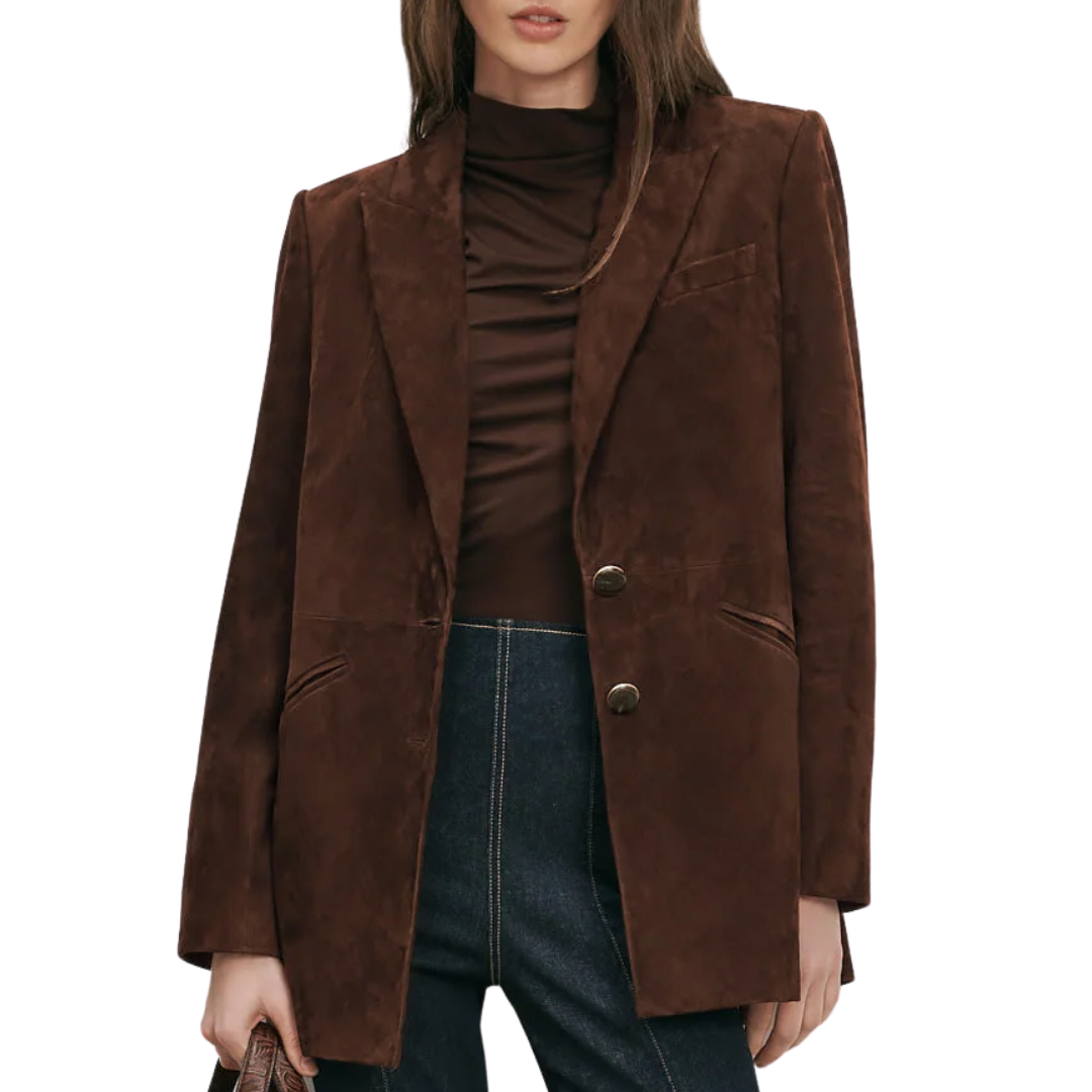 Maci Suede Dickey Jacket in Espresso