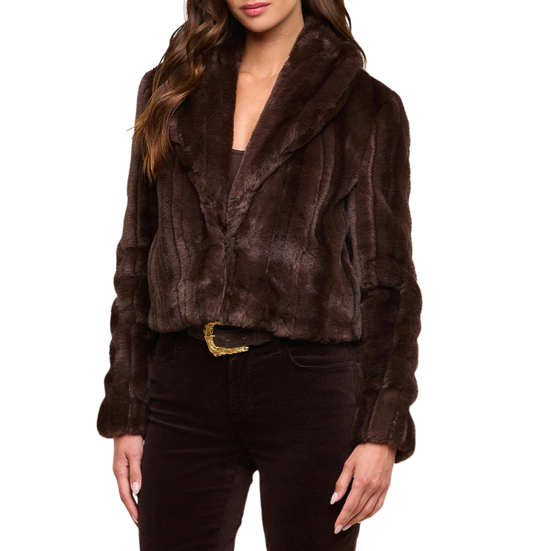 Davy Faux Fur Jacket in Dark Java Striped Fur
