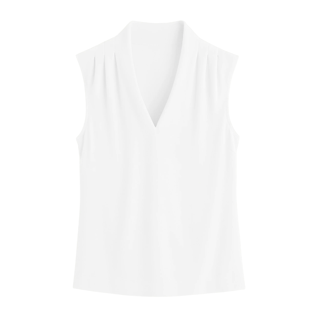Jae V-Neck Sleeveless Blouse in Ivory