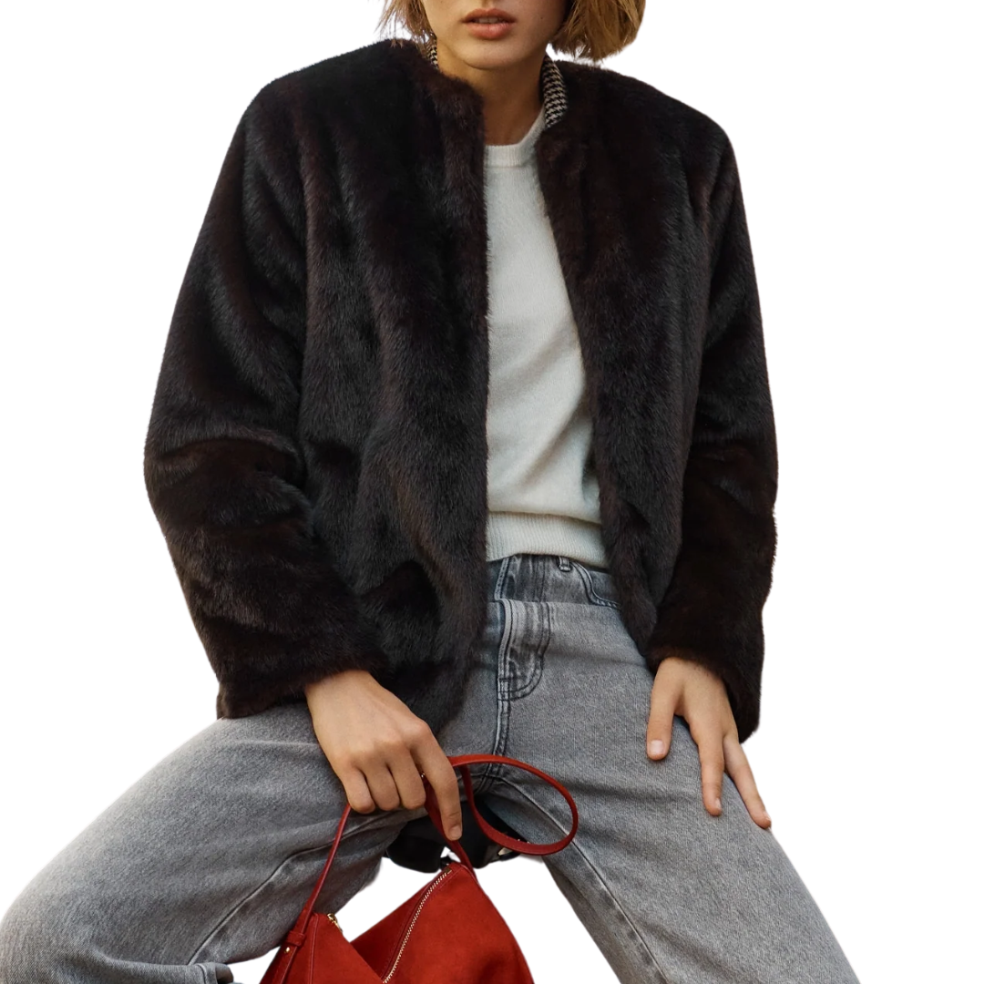 Griselda Faux Fur Coat in Sable