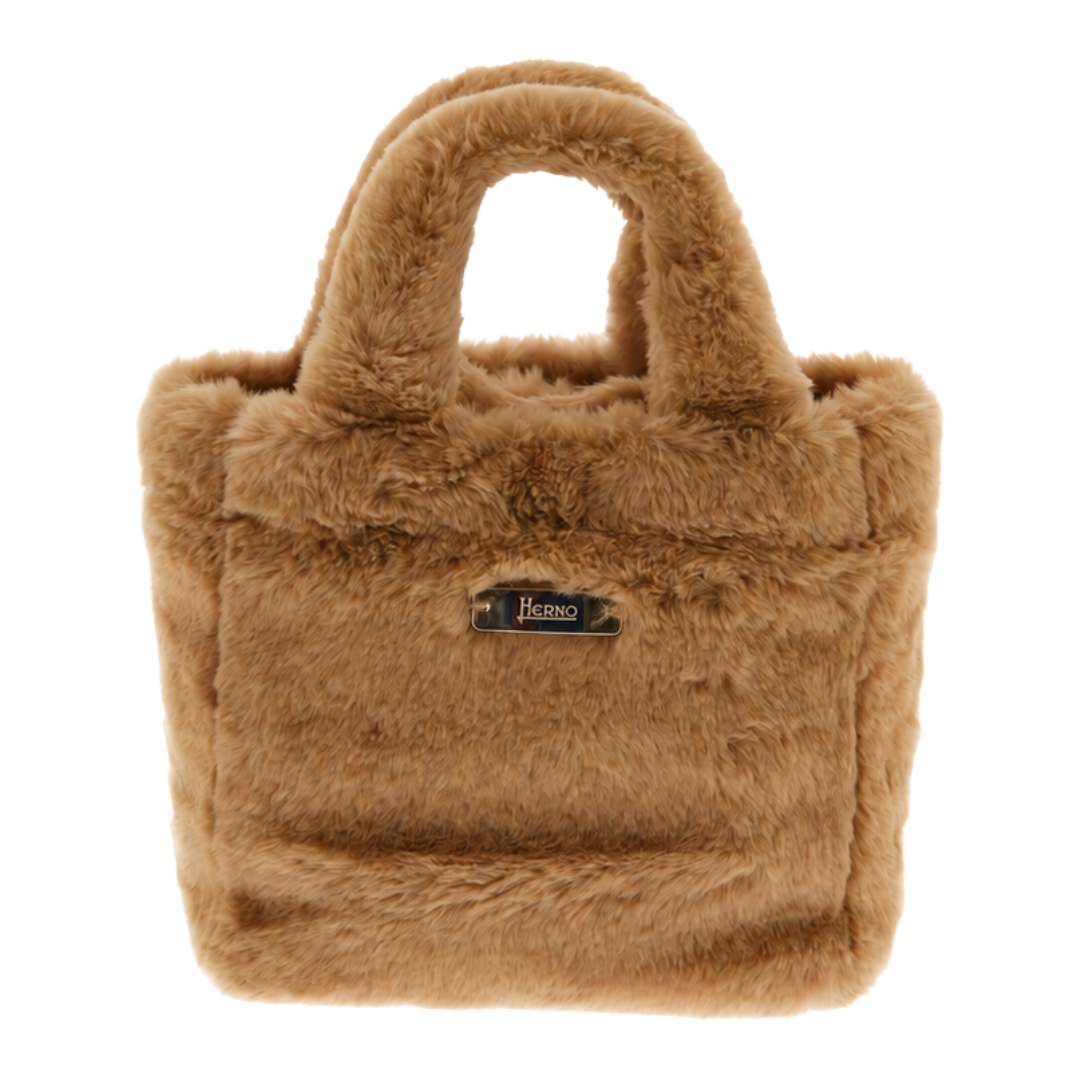 Bag in Soft Alternative Fur and Nylon Chamonix in Camel