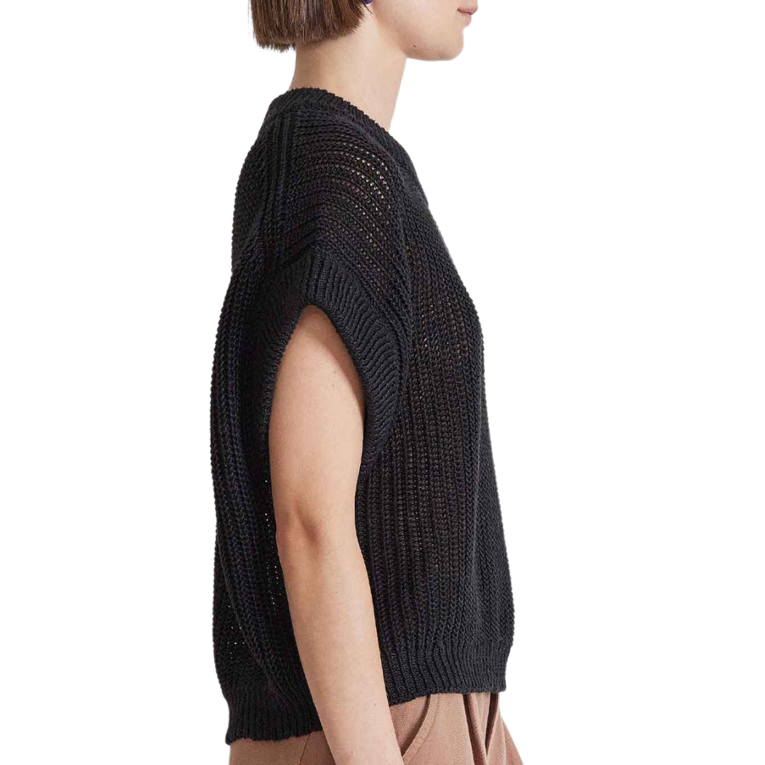 Olivia Linen Vest in Black