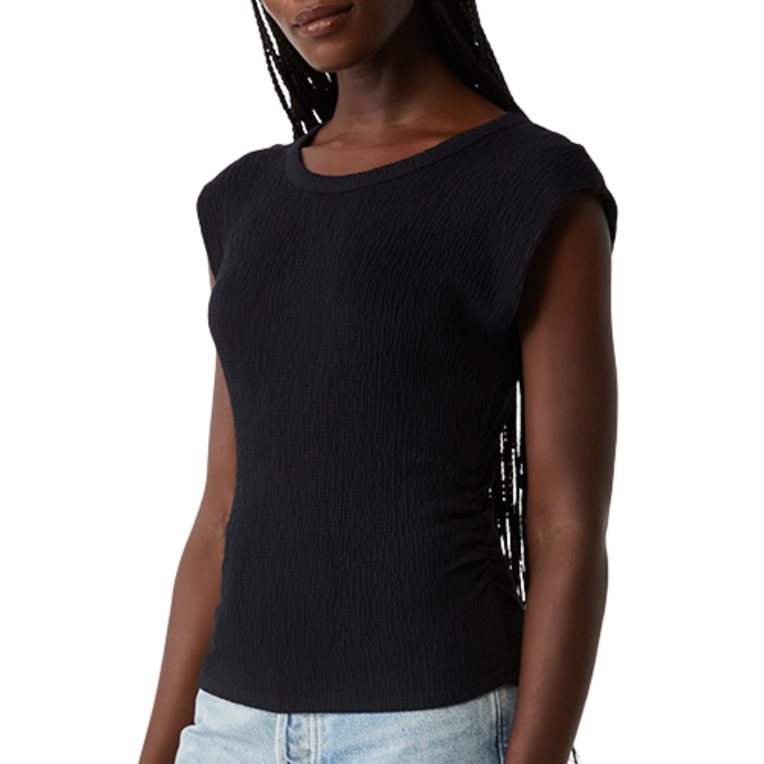 Leighton Crew Neck Power Shoulder in Black