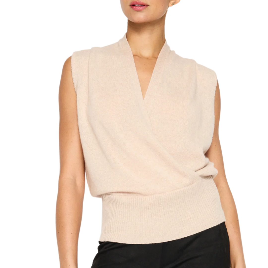 Phinneas Sleeveless Wrap Sweater in Perle Mélange