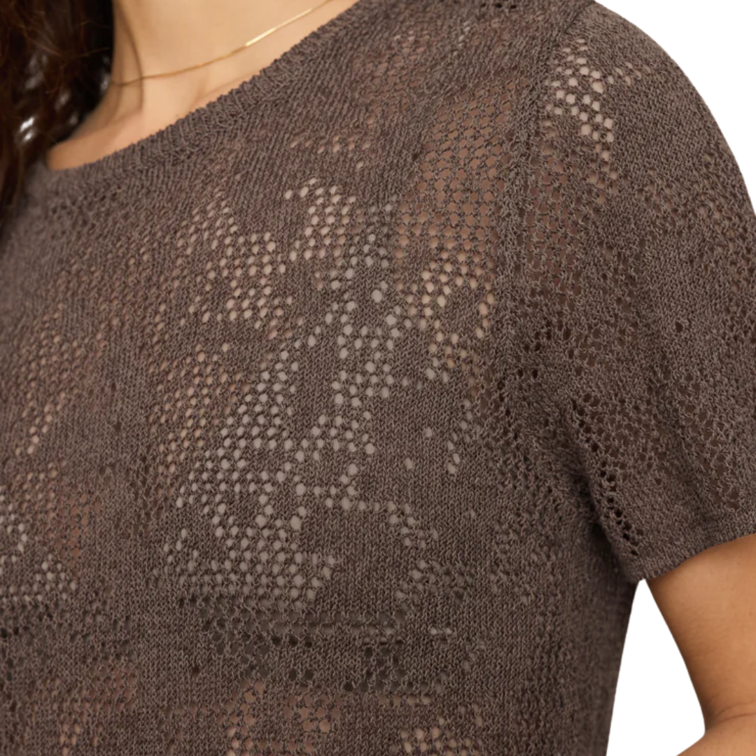 Waverton Crochet Sweater Tee in Cocoa Latte