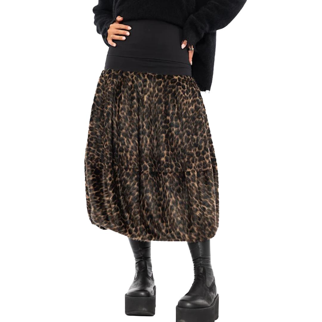 Leopard Fur Skirt in Leo Jacquard