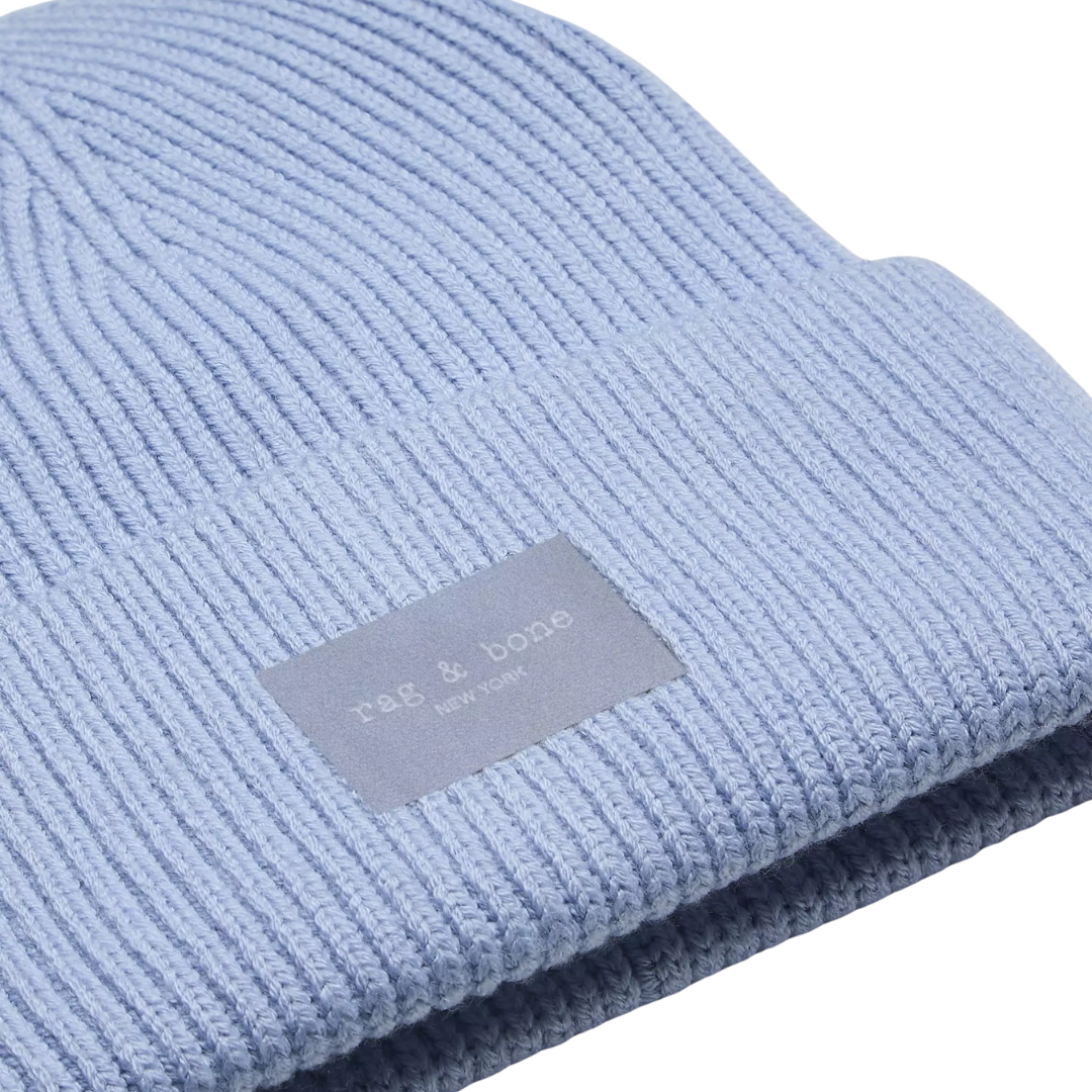 Blake Rib-Knit Beanie in Light Blue