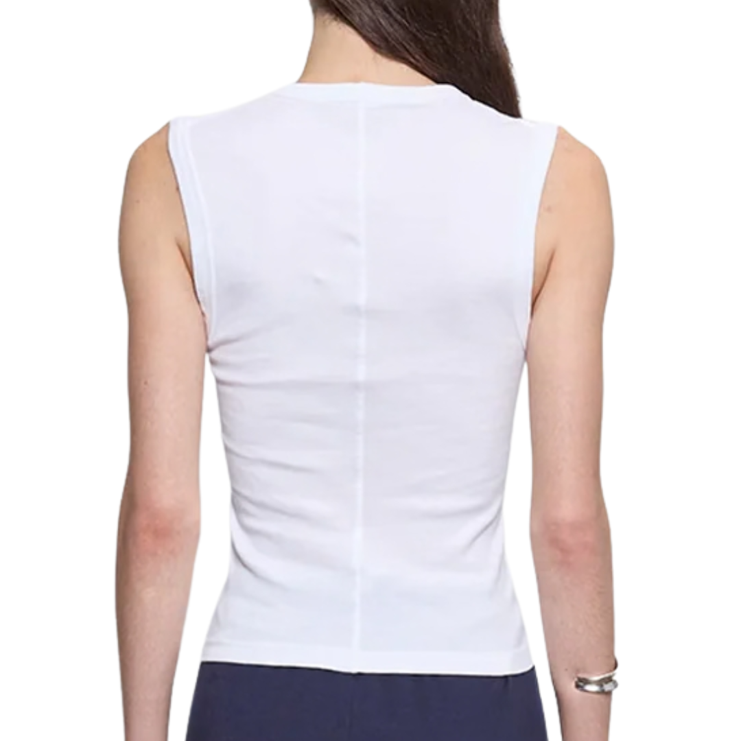 New Classic Sleeveless V in White