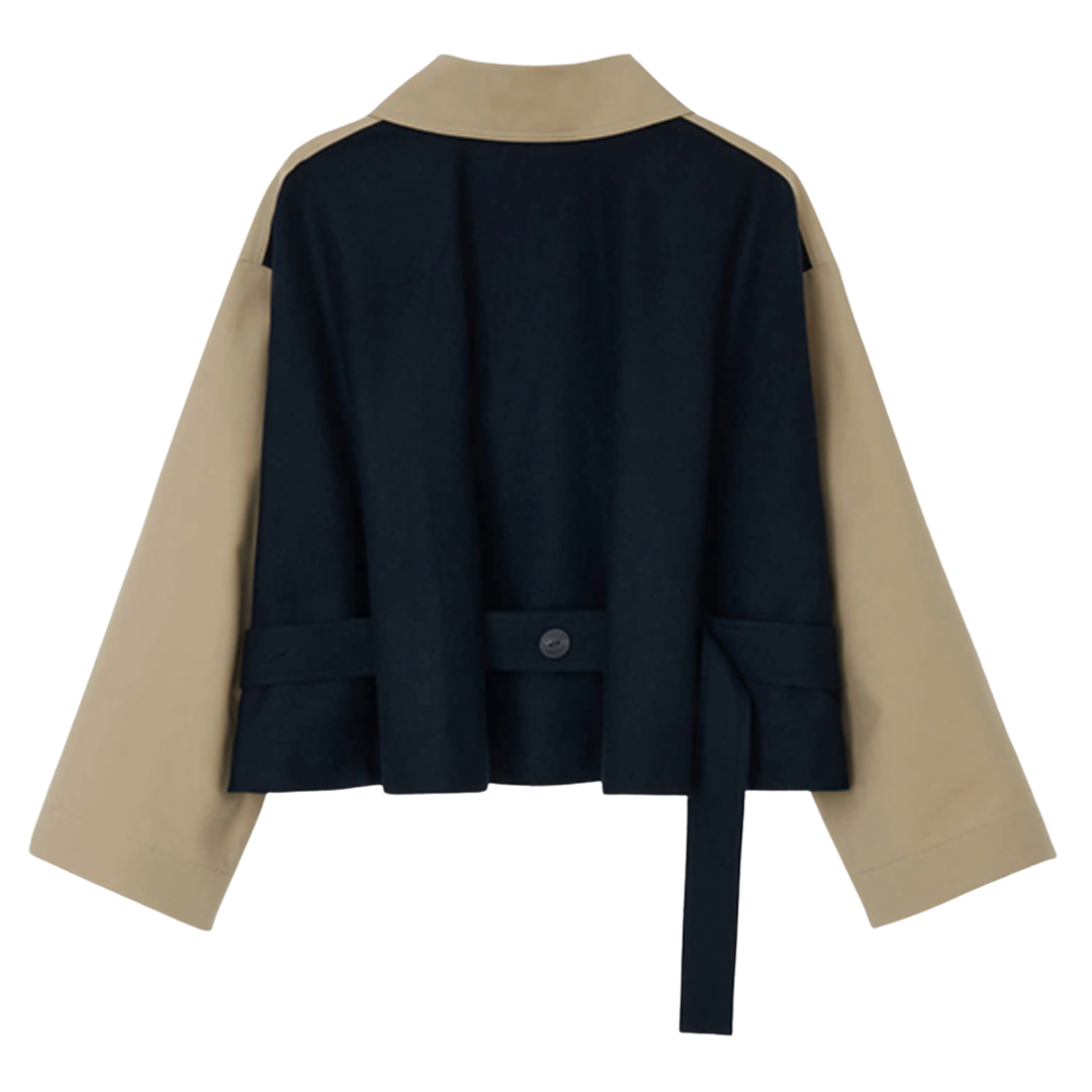 Back Flare Short Coat in Beige