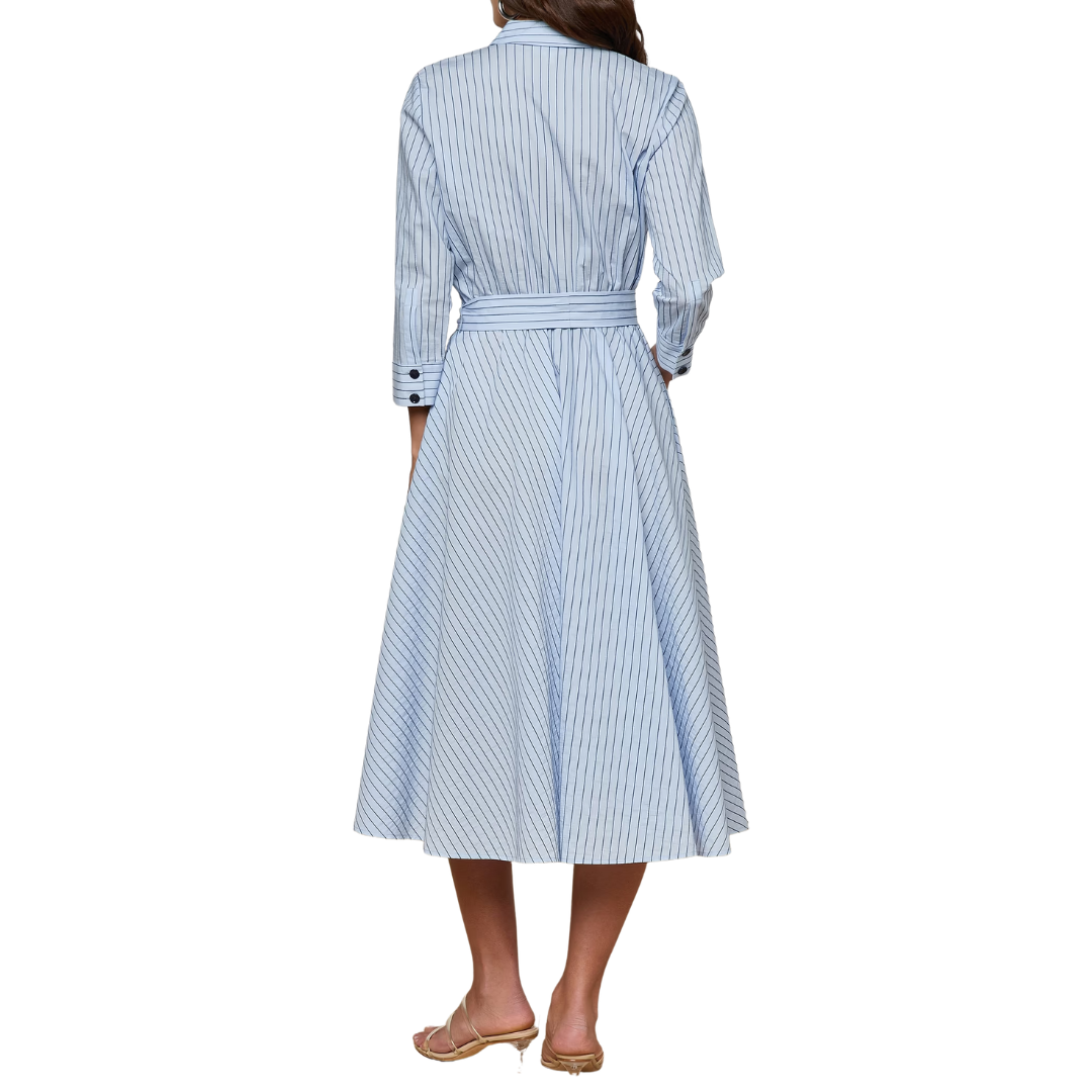 Ralphie Midi Dress in Light Blue/Dark Blue Stripe
