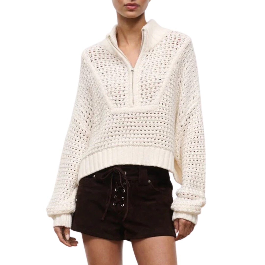 Cropped Hampton Sweater in Ivory