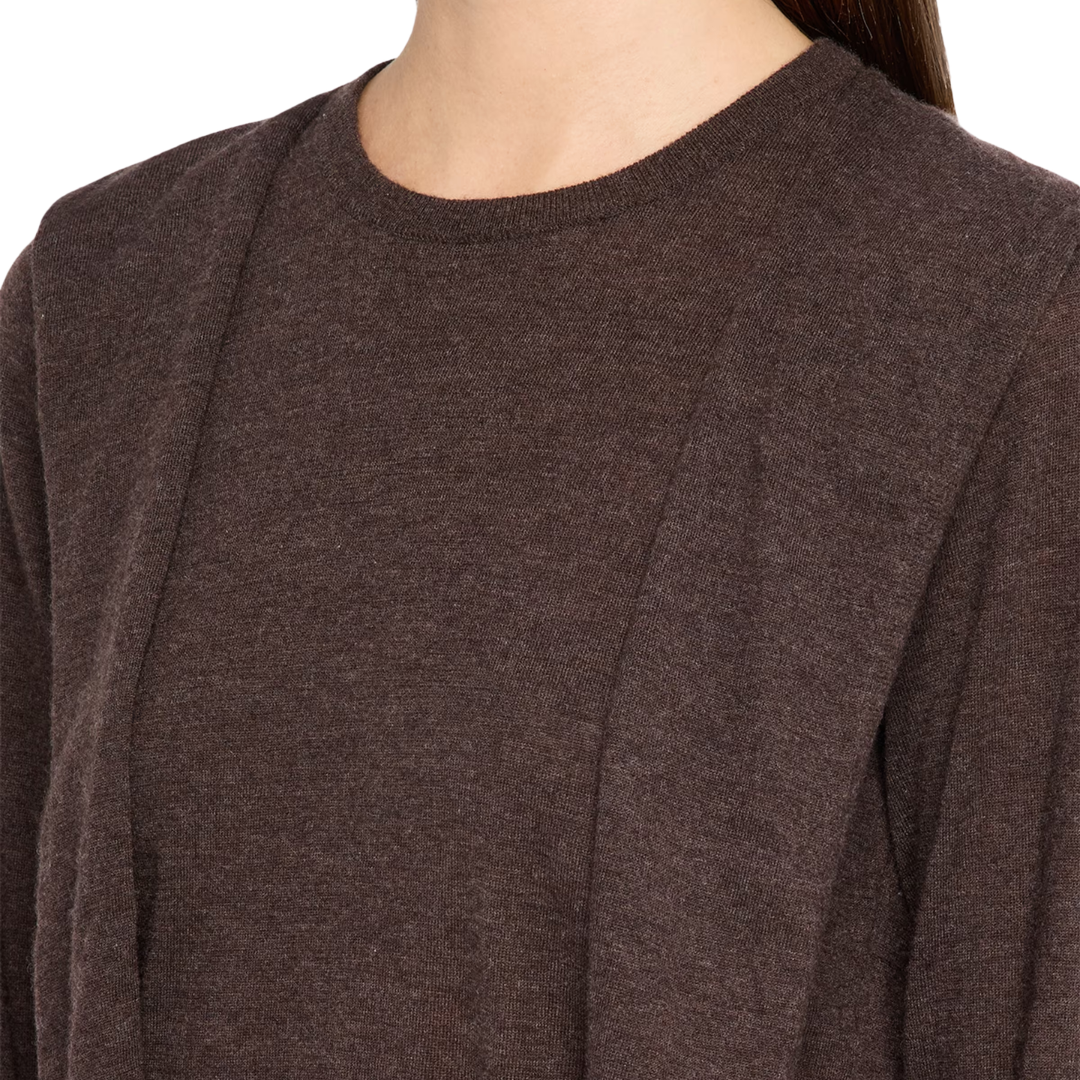Long Sleeve Crew W/ Faux Tie Sleeves in Teak