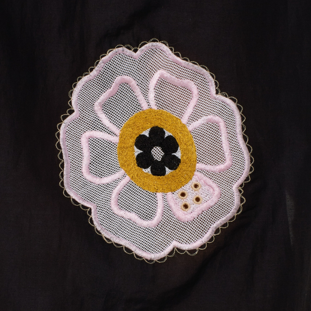 Lilia Pressed Daisy Dress in Black