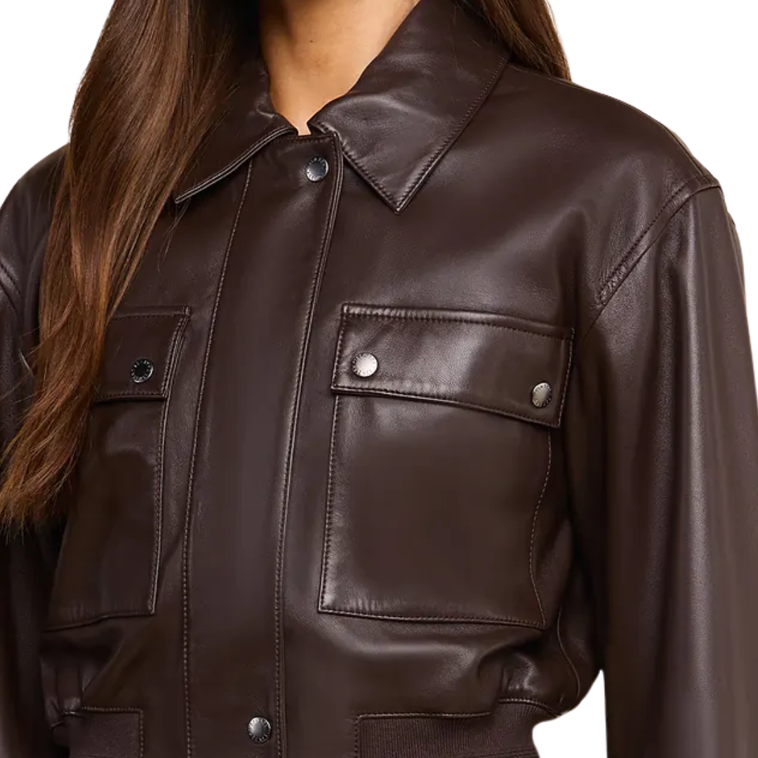 Clotilde Leather Jacket in Brunette