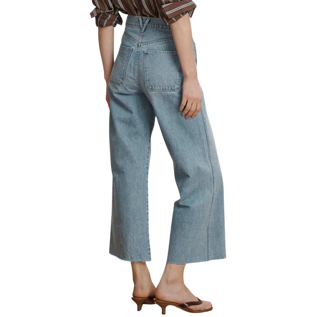 Taylor Cropped Patch-Pocket Wide-Leg Jean in Big Splash