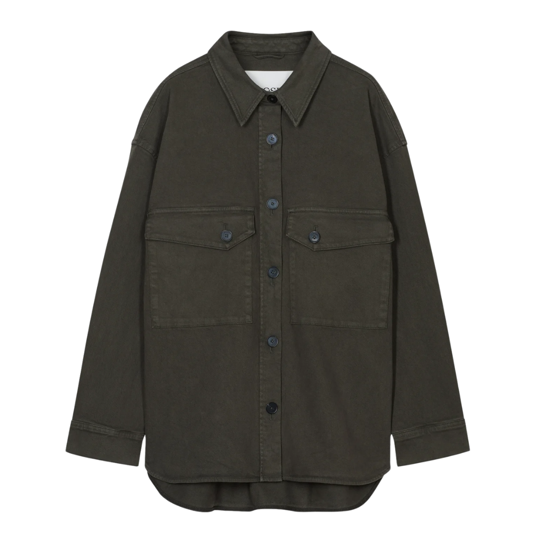 Organic Cotton Shirt Jacket in Juniper Green