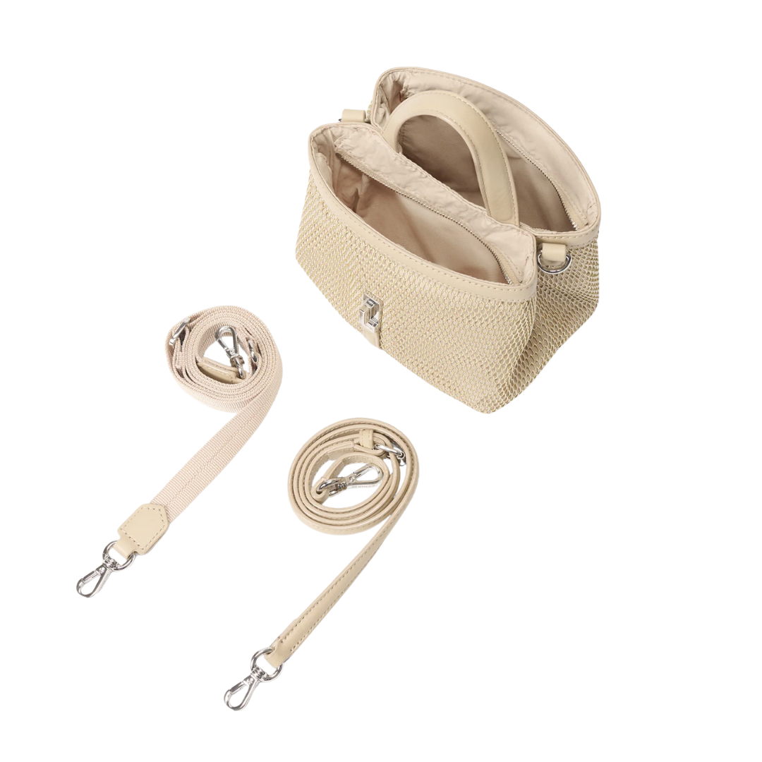 Mini Astor Top Handle in Buff Mesh