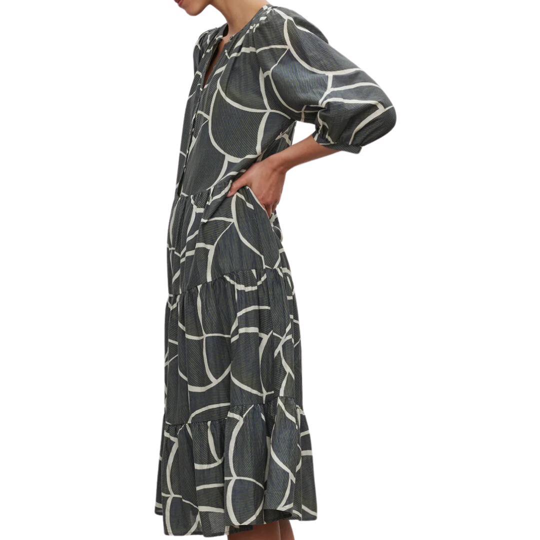 Johanna Printed Silk Cotton Voile Dress in Airbrush