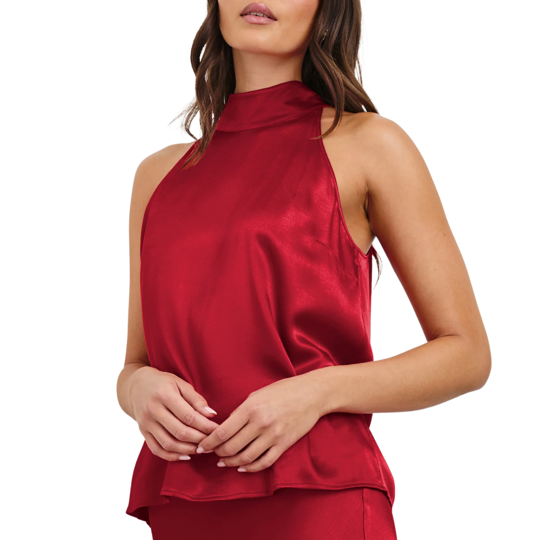 Leah Top in Scarlet