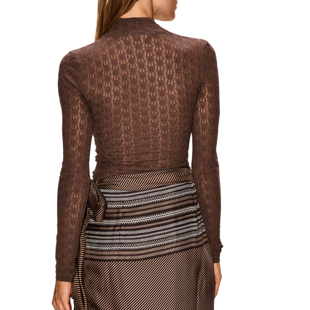 Rhea Longsleeve Mock Neck in Swiss Brown