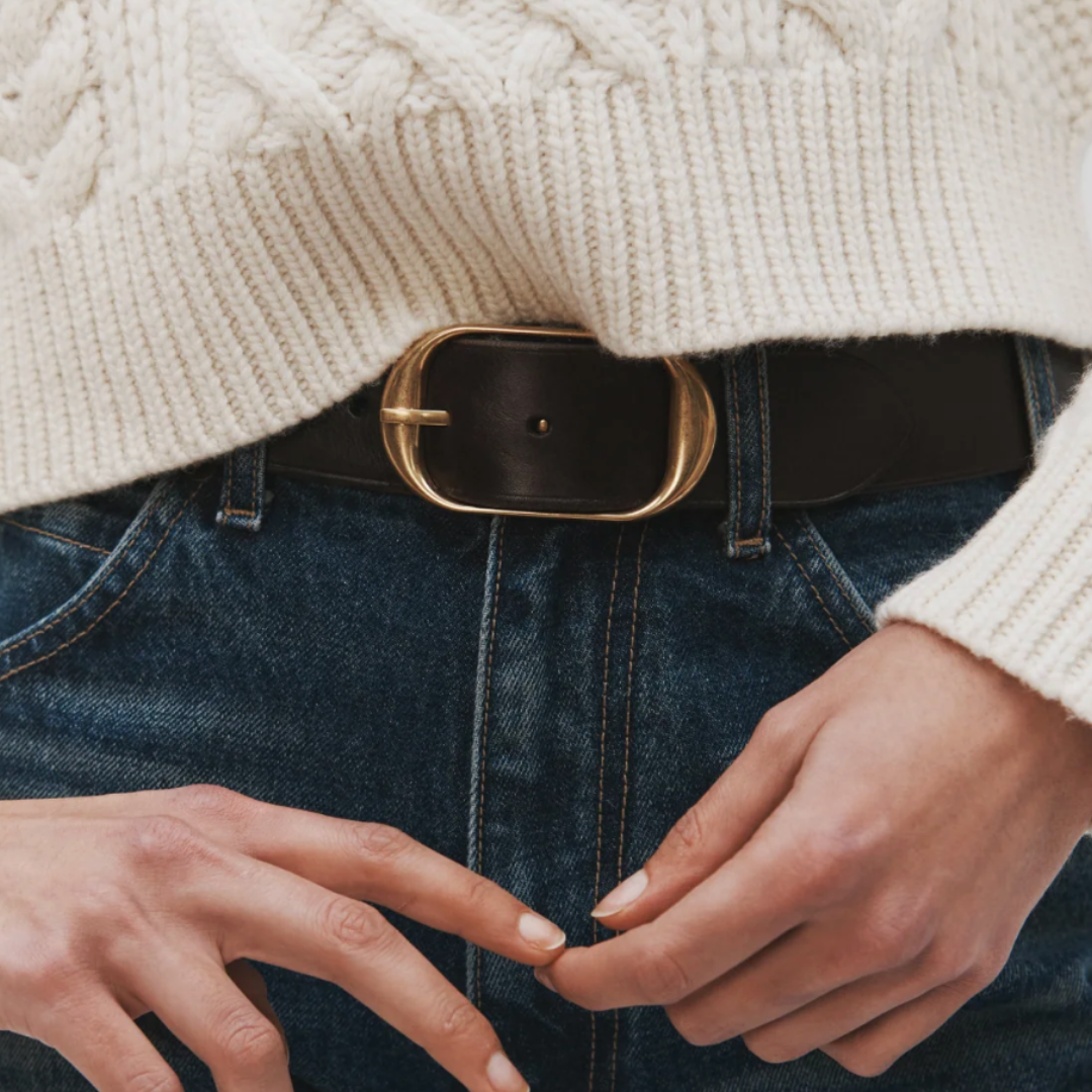 Nili Belt in Dark Brown w/ Antique Brass Buckle