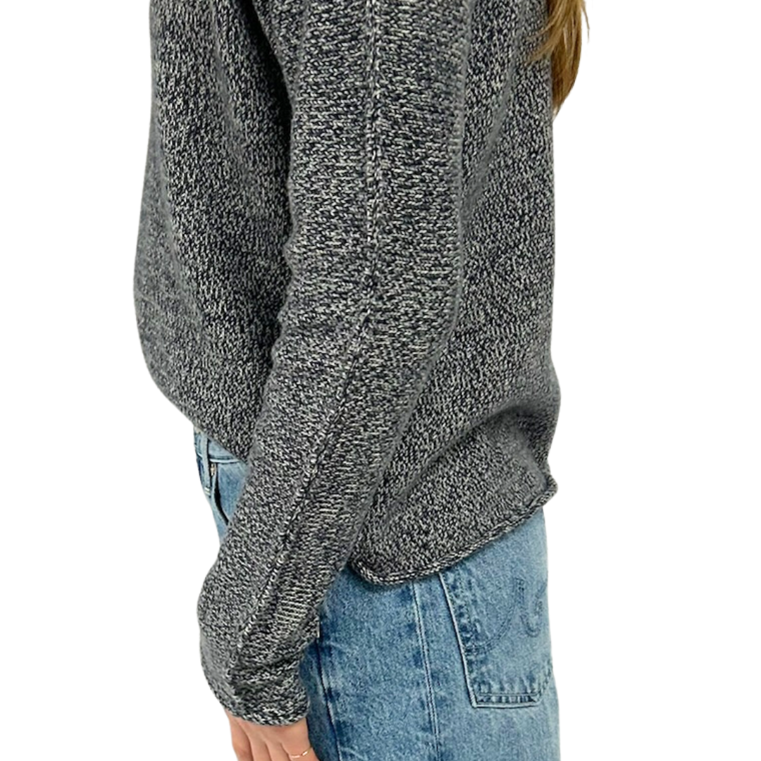Monterey Roll Neck Sweater in Black Melange