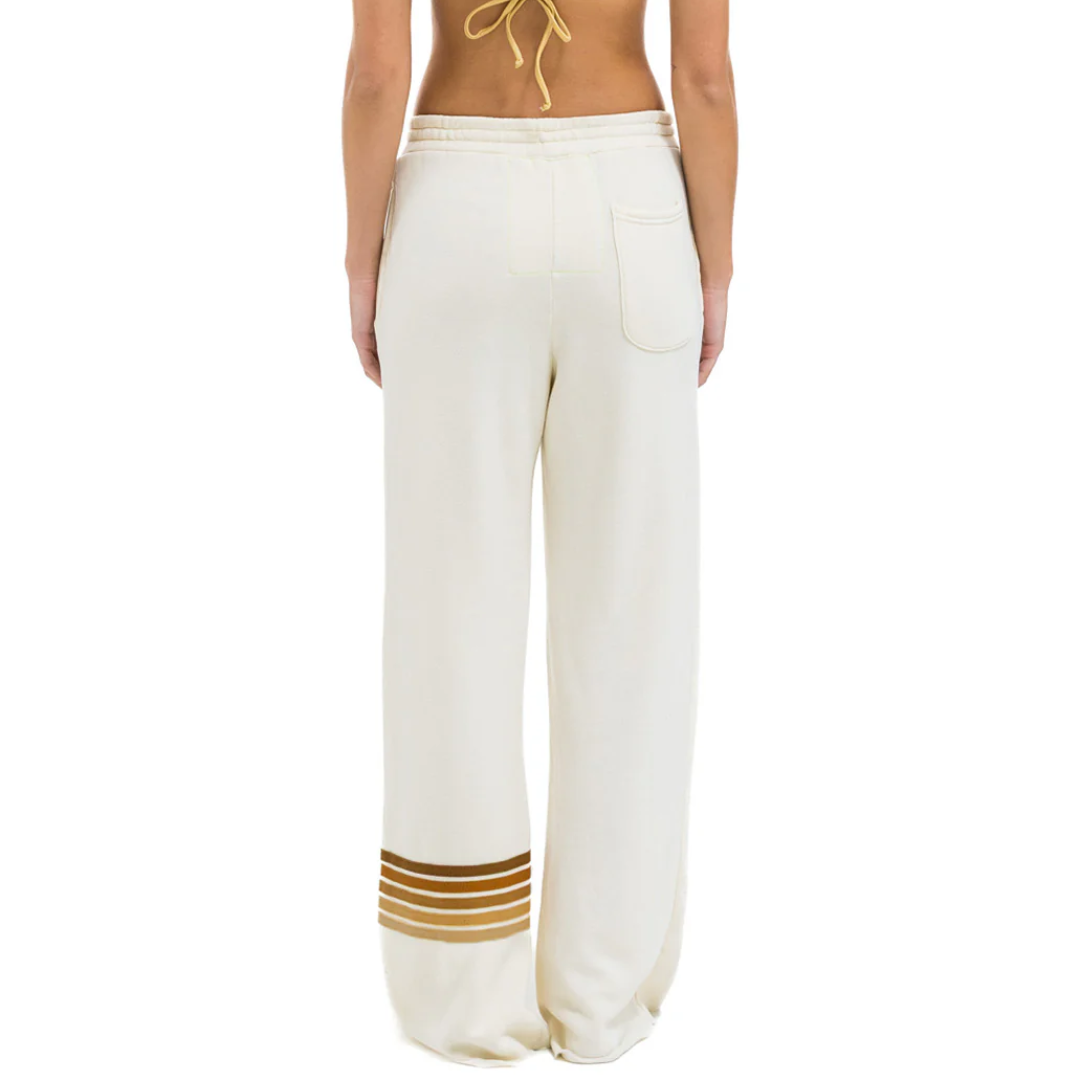 Rugby Wide Leg Sweatpants in Vintage White/Brown
